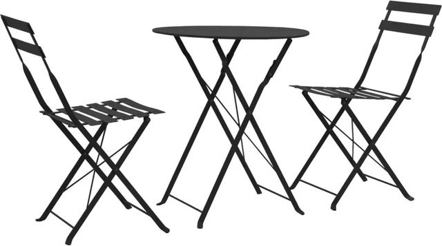 vidaXL 3-teiliges Bistro-Set aus Stahl in Schwarz - Bild 1