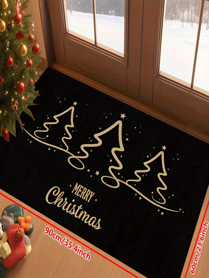 VIKAMA Weihnachtsteppich Set mit 3 Weihnachtsbaum-Motiven in Schwarz, Rechteckig, B/T: 60 x 40 cm - Bild 4