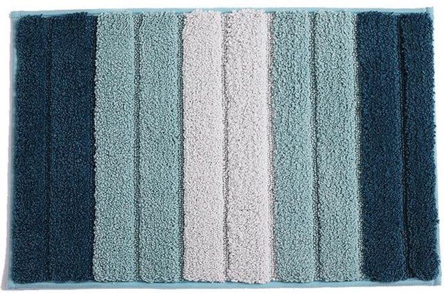 Rutschfeste und saugfähige Badematte von Yiran Furniture im nordischen Streifen-Design, Blau/Grau, B: 46 cm, T: 71 cm - Bild 1