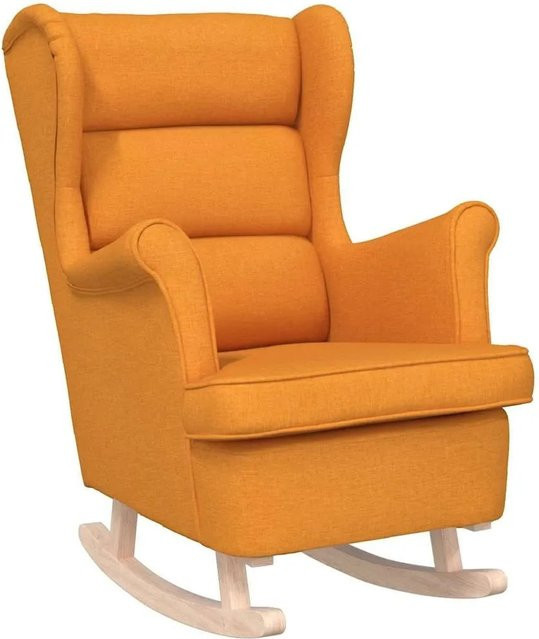 vidaXL Schaukelsessel Dunkelgelb mit Stoffbezug und Holzgestell B/T/H: 74 x 90 x 102 cm - Bild 1
