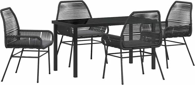 vidaXL Garten Essgruppe 5-teilig aus Poly-Rattan und Glas in Schwarz - Bild 1