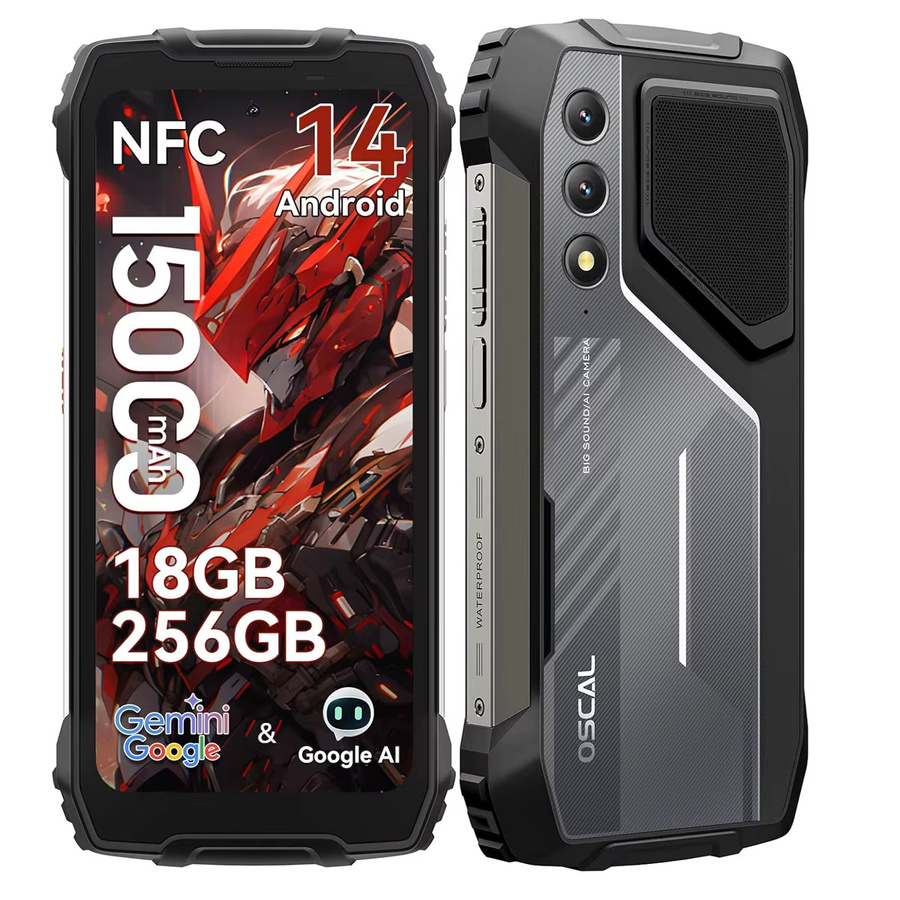 OSCAL Pilot 1 Outdoor-Smartphone in Schwarz mit 6,67 Zoll Display, Android 14, 8 GB RAM, 256 GB Speicher, 15000 mAh Akku und Dual 4G - Bild 5