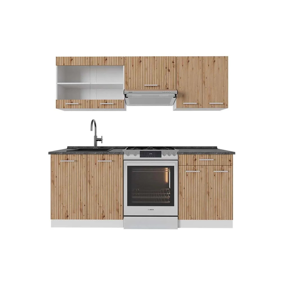 Vicco R-Line Küchenzeile Artisan Eiche/Weiß in Anthrazit, Breite: 200 cm - Bild 2