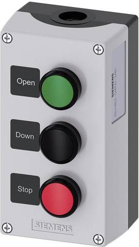 Siemens Gehäuse für Befehlsgeräte Pushbutton aus Kunststoff in Grau, Grün, Schwarz und Rot - Bild 1