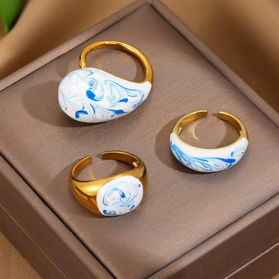 Erpels Fingerring, blaue Blume Emaille, Edelstahl, Damen - Bild 2