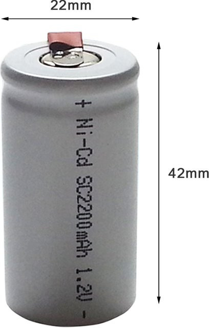 LERRANC Sub C Ni-CD Akku 1,2 V mit Schweißstiften, 2200 mAh - Bild 1