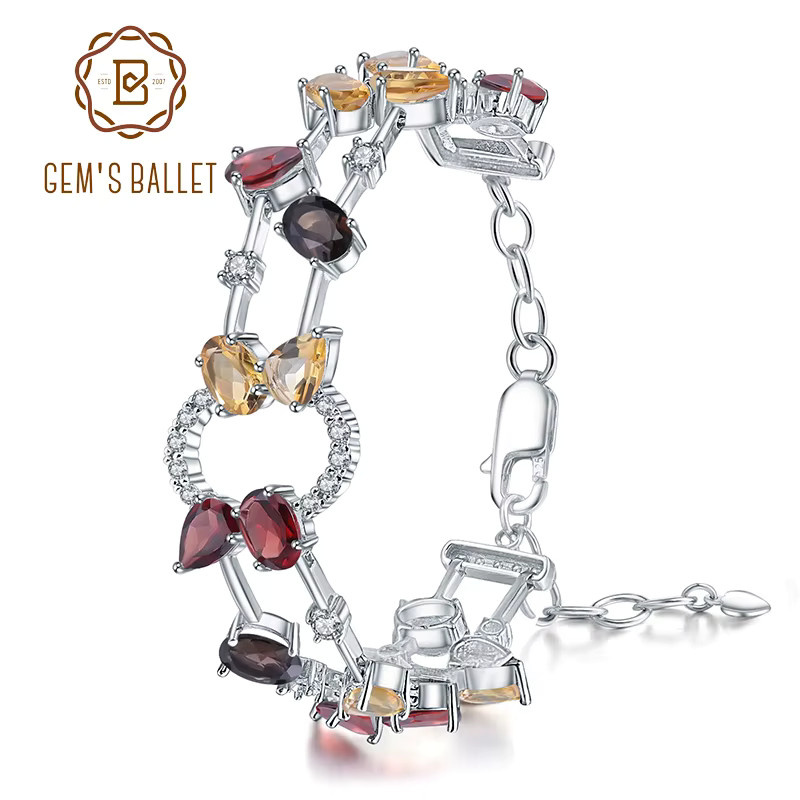 GEM'S BALLET Armbänder und Armreifen, 925 Silber, mehrfarbig, Granat, Rauchquarz, Citrin, Damen - Bild 2
