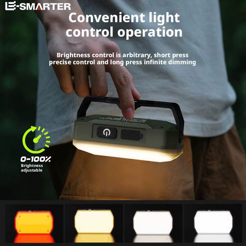 ESMARTER Tragbare Outdoor-Camping-Laterne mit Magnet, wiederaufladbare COB LED Arbeitsleuchte in Weiß - Bild 5