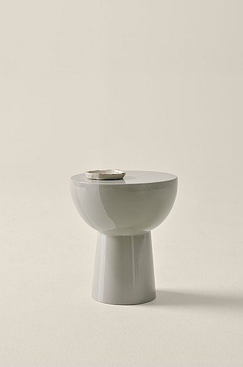 Jotex Beistelltisch BALIS GLOSSY rund in Grau aus Metall, Höhe: 40 cm, Durchmesser: 35 cm - Bild 1