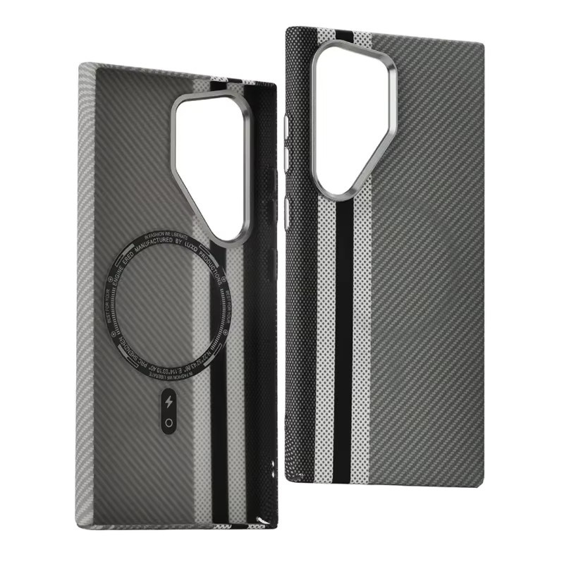 Stoßfeste Carbon Fiber Schutzhülle für Samsung Galaxy S25 Ultra, S24 und S23 Plus mit MagSafe Unterstützung in Schwarz - Bild 2