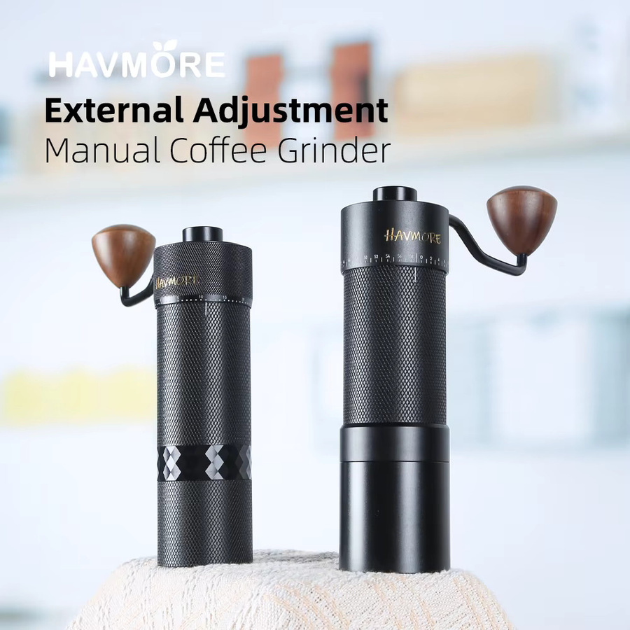 HAVMORE Manuelle Handkaffeemühle mit 38 mm Ti-beschichtetem SUS 420 Edelstahl-Kegelmahlwerk in Schwarz - Bild 2