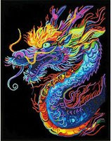 Diamond Painting Set Drache in bunten Neonfarben - Bild 1