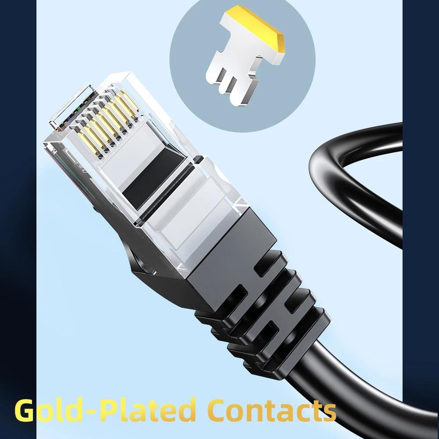 Essager Ethernet-Kabel Cat6 LAN-Kabel RJ45 Flat Patchkabel Schwarz, Länge: 10 m - Bild 2