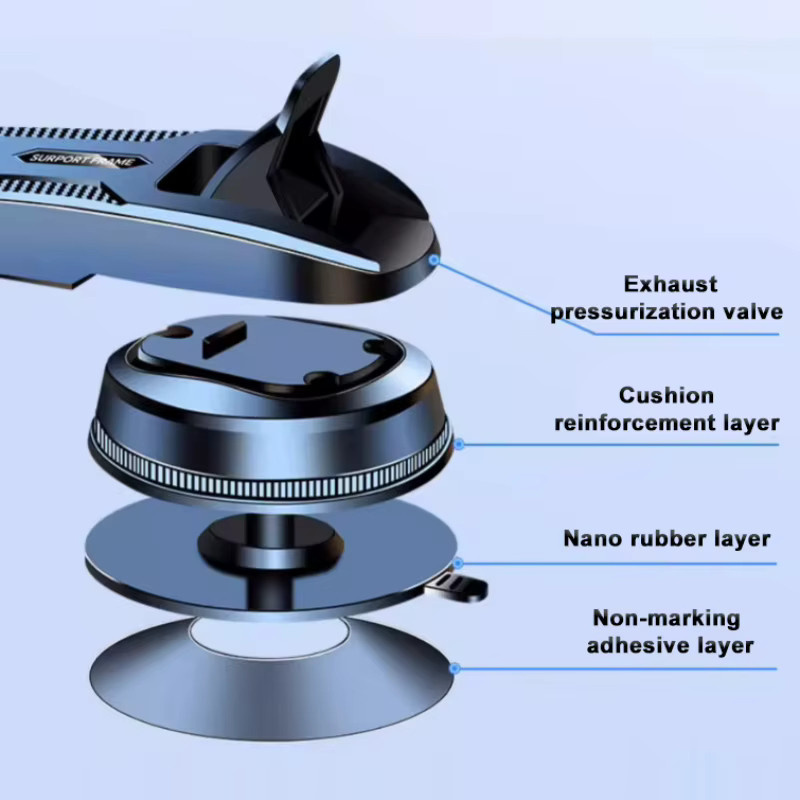 SEAMETAL Universeller Auto-Handyhalter für das Armaturenbrett in Silber mit Anti-Shake-Funktion und GPS-Ständer - Bild 4