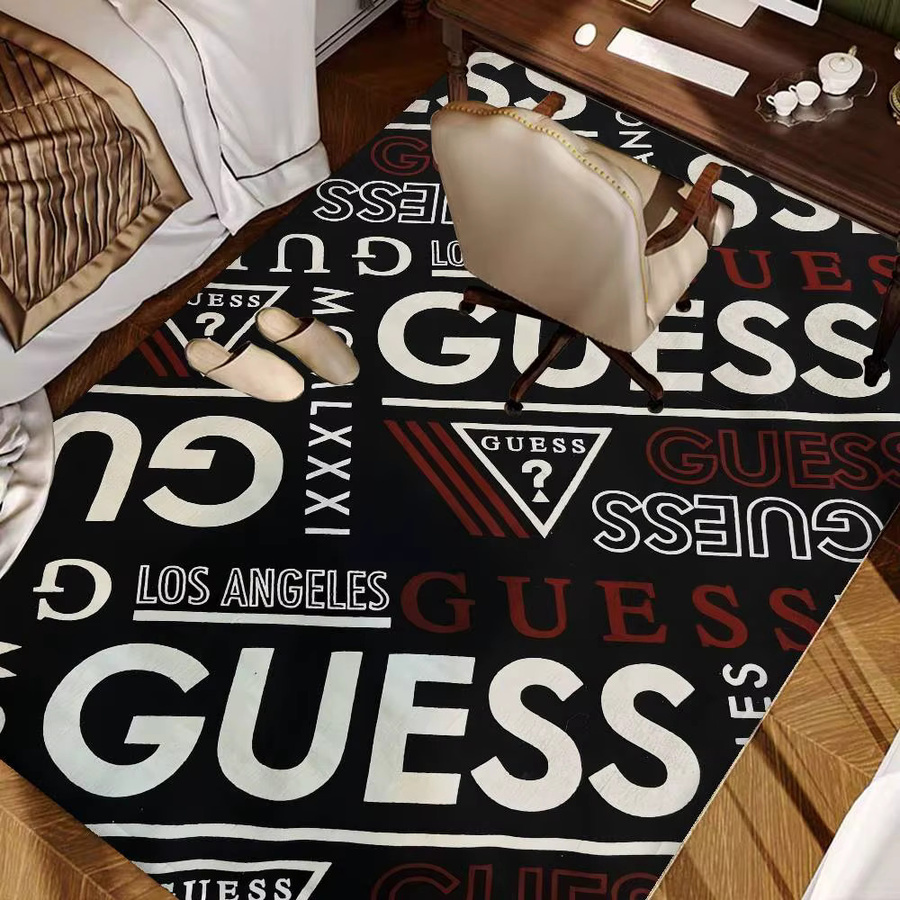 Modischer G-Guess Flurteppich in Schwarz mit abstraktem Design, rutschfeste rechteckige Matte für Wohnzimmer, Kinderzimmer, Balkon oder Waschküche - Bild 4