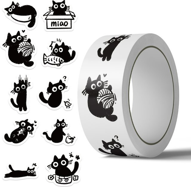 500 Stück Cartoon Schwarze Katze Graffiti Aufkleber wasserfest für Gepäck und Notebook in Schwarz - Bild 1