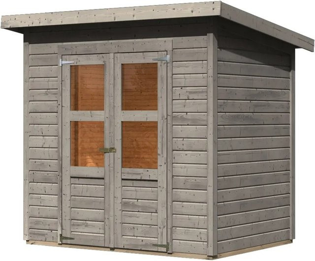 Karibu Gartenhaus Vellinge aus Massivholz in Grau mit Pultdach, B: 219 cm, T: 208 cm, H: 150 cm - Bild 1