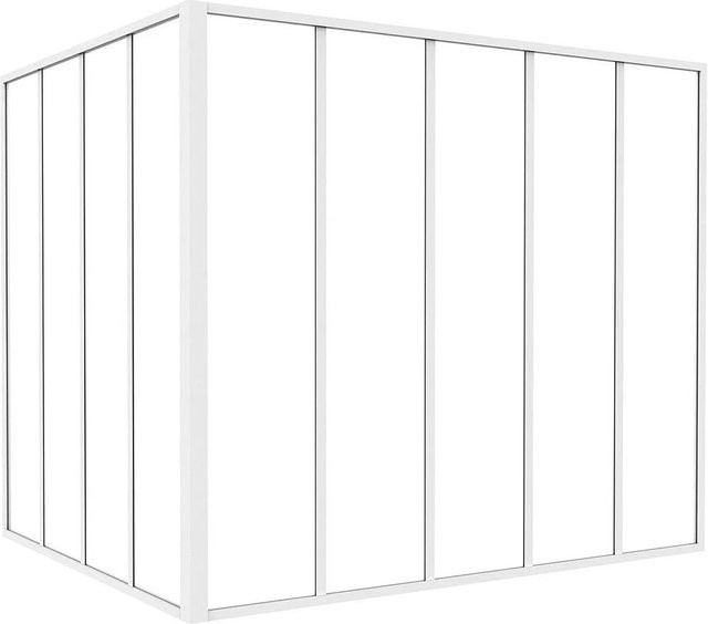 Vente-unique Glaswand Bayview Weiß aus Aluminium und Glas, Breite: 150 cm, Höhe: 130 cm, Tiefe: 120 cm - Bild 1