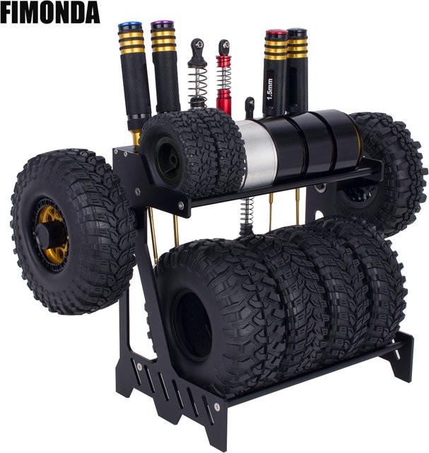 Fimonda RC Crawler Auto Reifenlagerungsrahmen Stoßdämpfer-Präsentationsständer, 1:10, Metall - Bild 1