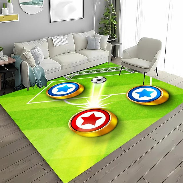 Karpetti Fußball Teppich für Kinderzimmer und Wohnzimmer, Grün, B/T: 80 x 140 cm - Bild 1