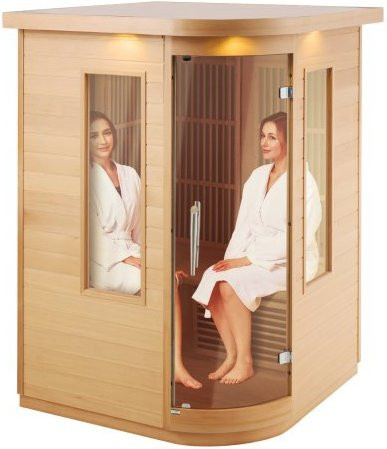 VEVOR Ferninfrarot-Holzsauna aus Hemlockholz für 2 Personen mit LED-Mehrfarbenlampe, Bluetooth-Lautsprechern und gehärteter Glastür, Farbe: Braun - Bild 1
