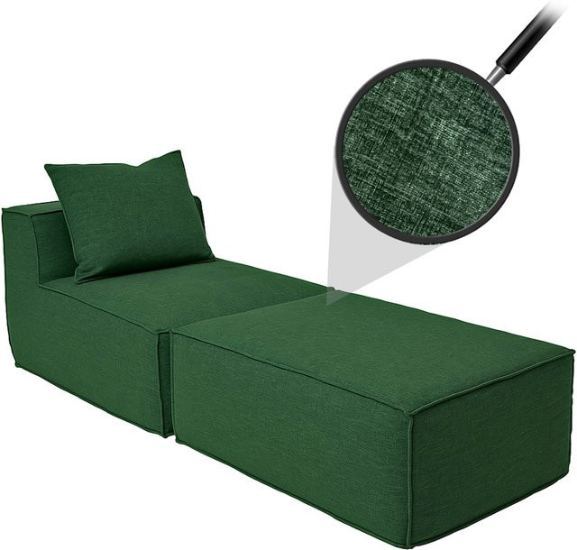 MCW Chaiselongue Recamiere und Ottomane für Sofa MCW-O54 aus Stoff in Grün, B/T/H: 63 x 75 x 194 cm - Bild 1
