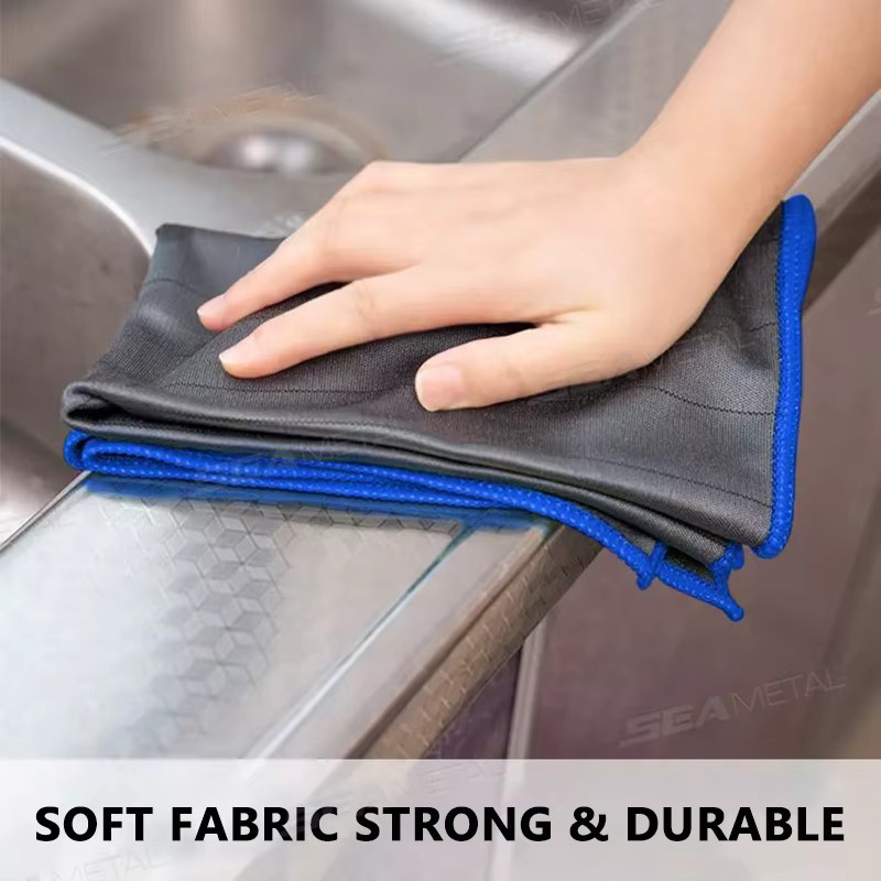 SEAMETAL Mikrofaser-Carbontuch zur Glasreinigung von Fenstern, Weingläsern und Geschirr in Blau und Grau, B/H: 40 x 40 cm - Bild 6