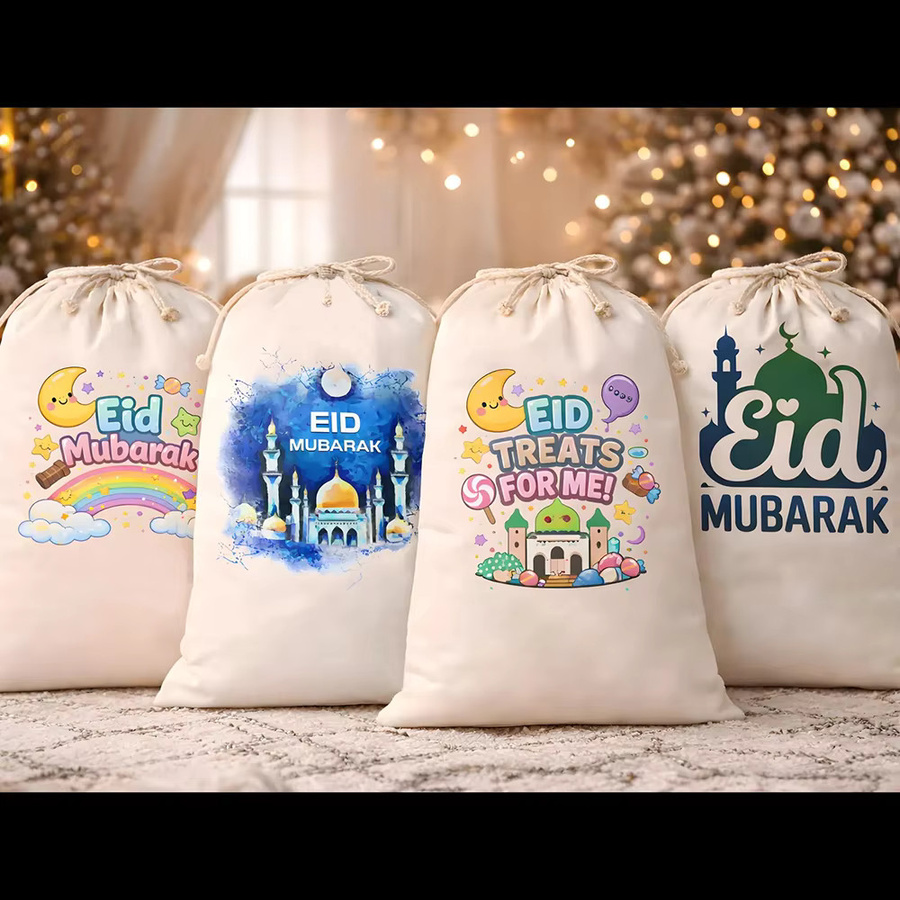 Eid Mubarak Große Geschenktasche für Kinder als Ramadan Dekoration in Weiß - Bild 3