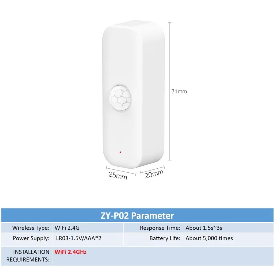 Tuya Smart PIR Bewegungsmelder WiFi und Zigbee zur Einbruchsüberwachung in Weiß - Bild 5