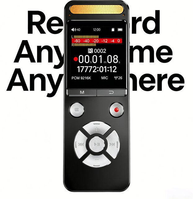 Famue Professioneller Sprachrekorder L17 in Schwarz mit 64GB Speicher, 9216Kbps hochauflösendem Audio und KI-Geräuschunterdrückung - Bild 1