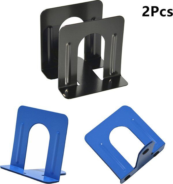 SD&HI Buchstützen aus Metall in Blau, 2er-Set geometrisches Design für Büro und Schule - Bild 1