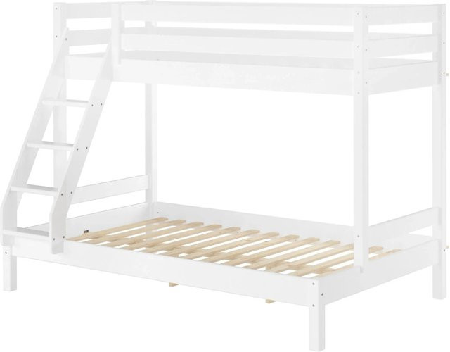 Erst-Holz Doppel Stockbett aus Massivholz für Erwachsene in Weiß, Modell 18 inkl. Rollrost, B/T/H: 127,5 x 207,5 x 158,5 cm - Bild 1