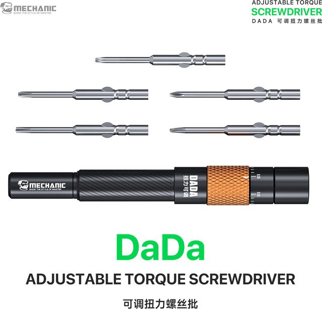 MECHANIC DADA Handy-Reparatur-Schraubendreher-Set in Schwarz mit einstellbarem Drehmoment von 0,35-0,55N.cm und Anti-Überdrehungsschutz - Bild 1