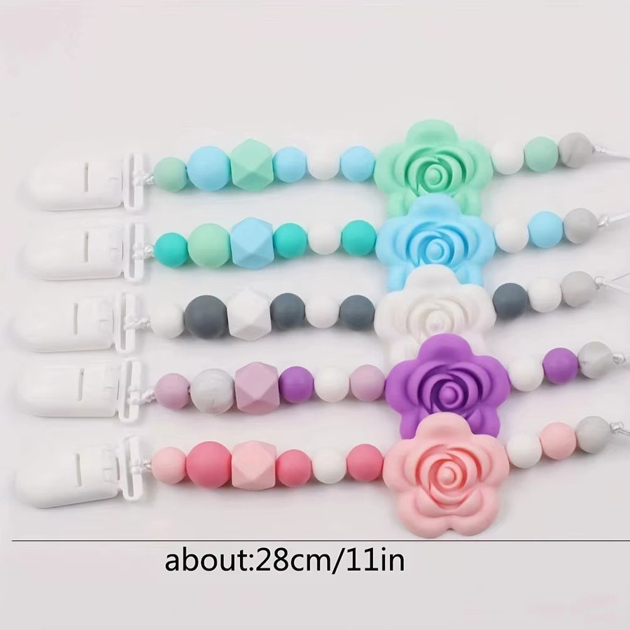 Schnuller Clip Kette Silikon, Rose, Kinder - Bild 1