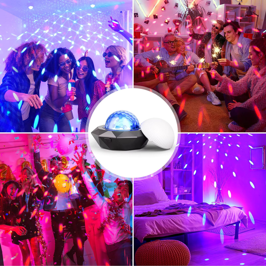 U'King 2er-Set USB Mini LED Disco Ball mit Sprachaktivierung und Stroboskop-Effekt in Schwarz und Multicolour - Bild 4
