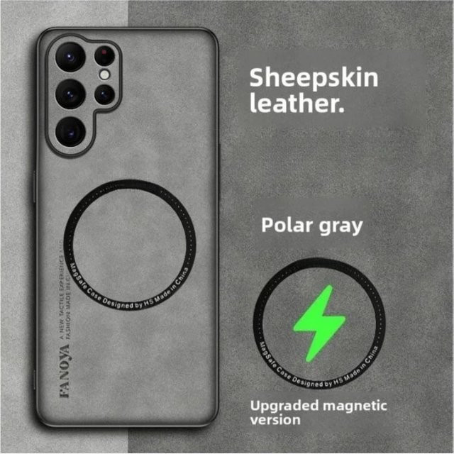 Stoßfeste Schafsleder-Hülle für Samsung S26 Ultra, S26+Plus und Galaxy S26Edge in Blau mit magnetischer kabelloser Ladefunktion - Bild 1