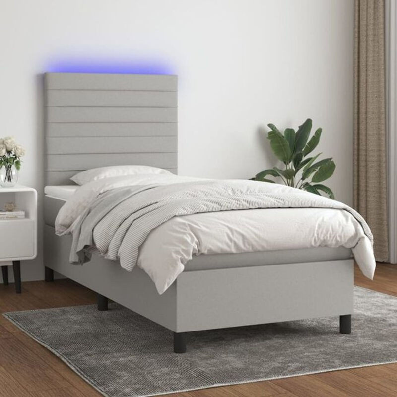 vidaxl Boxspringbett mit Matratze in Grau aus Stoff, B/B: 80 x 200 cm - Bild 1