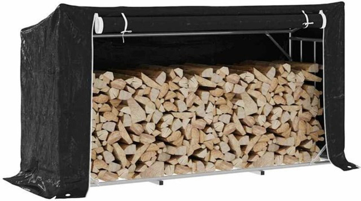 Brennholzregal mit Regenschutz von Vidaxl, B/T/H: 200,5 x 60,5 x 110,5 cm - Bild 1
