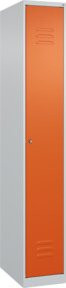 C+P Spind Classic PLUS mit 1 Abteil, Zylinderschloss, Lichtgrau/Reinorange, H x B x T: 185 x 30 x 50 cm - Bild 1