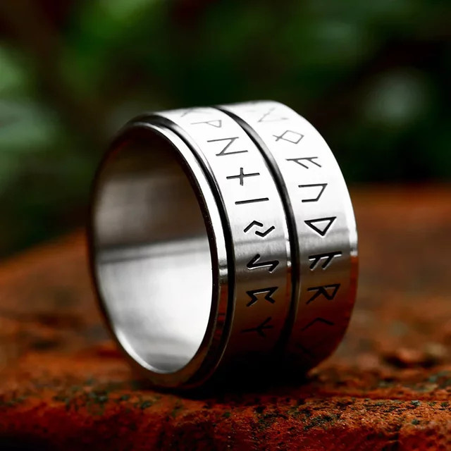 NORTHMAN Ring, Doppel Viking Runen, Edelstahl, Silber, Unisex - Bild 1