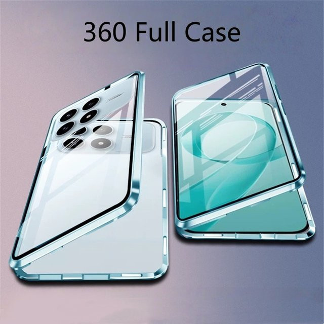 Xiaomi POCO F8 Ultra F8 Pro 5G Schutzhülle mit 360-Grad-Vollhülle, magnetischer Adsorption und Temperglas-Schutz, Farbe: Silber/Transparent - Bild 1