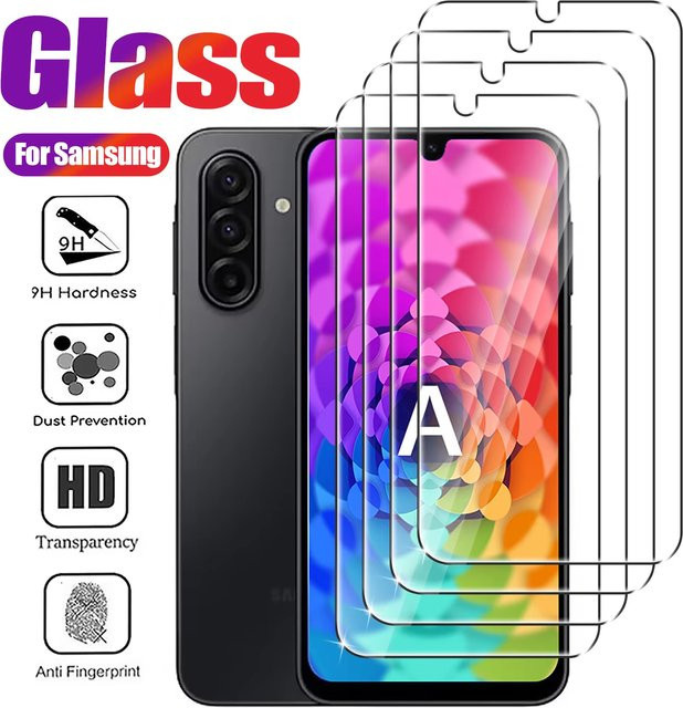 4er-Set gehärtetes Glas Display Schutzfolie für Samsung Galaxy A56 A36 A26 A16 A07 A06 A55 A54 A35 A34 A22 A13 A33 A53 A73 S25 S24 FE in Transparent - Bild 1