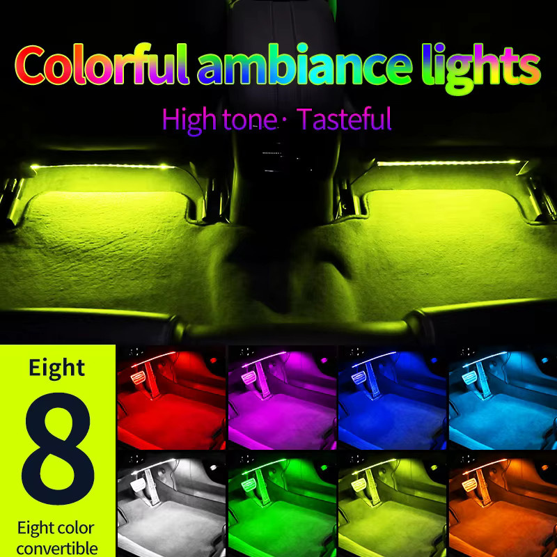 Automotive LED Ambientebeleuchtung für den Innenraum mit USB-Anschluss, RGB Farbwechsel und Sprachsteuerung, Multicolour - Bild 2