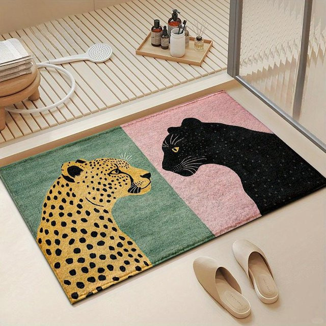 Rutschfester Badvorleger mit Leopardenmuster von ZbrTwelve, Mehrfarbig, B/B: 80 x 120 cm - Bild 1