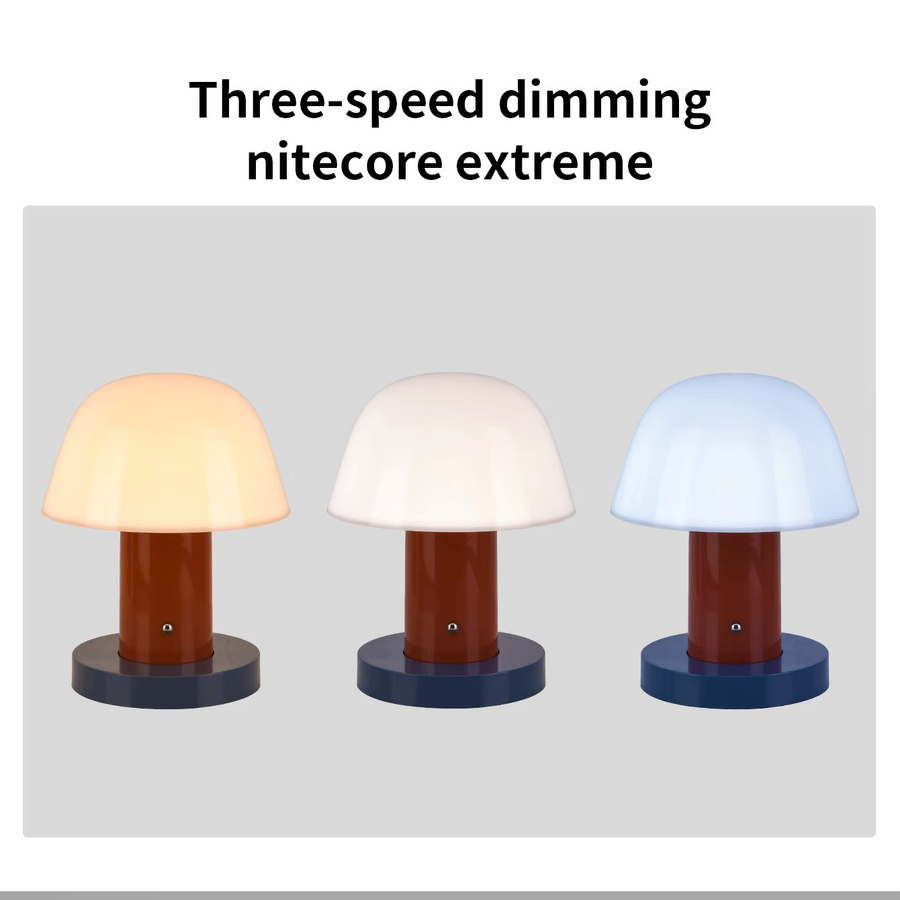 Topwinson Pilz Tischlampe mit integriertem LED Licht und Touch Schalter, wiederaufladbare Nachtlampe für Schlafzimmer, Wohnzimmer und Outdoor - Bild 3