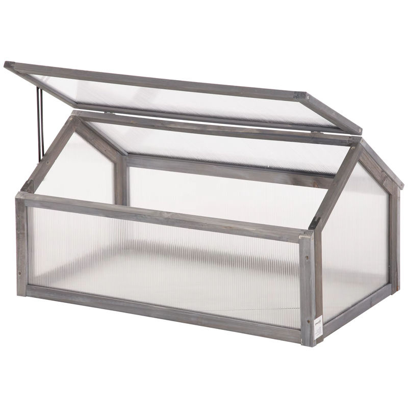 Outsunny Mini Gewächshaus aus Holz und Kunststoff in Grau, B/T/H: 90 x 52 x 49,5 cm - Bild 5