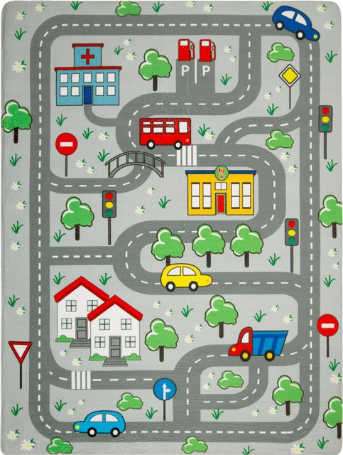 Waschbarer Kinderteppich Chiko in Grau und Grün, Rechteckig, B/T: 80 x 150 cm - Bild 1