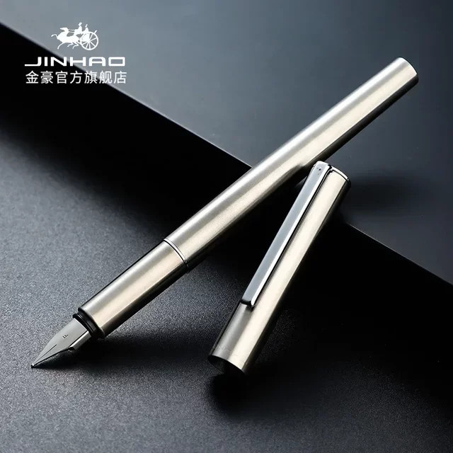 Jinhao 35 Füllfederhalter aus Stahl in Silber mit EF/F-Feder für Kalligraphie und Business - Bild 1