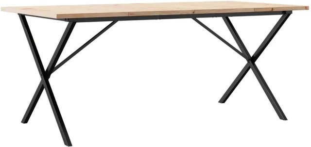 vidaXL Esstisch mit X-Gestell aus Massivholz Kiefer und Gusseisen, Braun, B/T/H: 180 x 90 x 75,5 cm - Bild 1