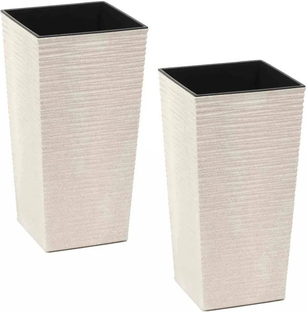 Siena Garden Pflanzgefäß Eco Nizza Set 2-teilig Weiß B/T/H: 25 x 25 x 46,5 cm - Bild 1